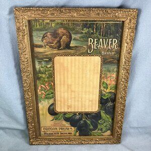 Antique 1909 Calendar in Ornate Gesso Frame Beaver Prunes HS Gile Salem Oregon